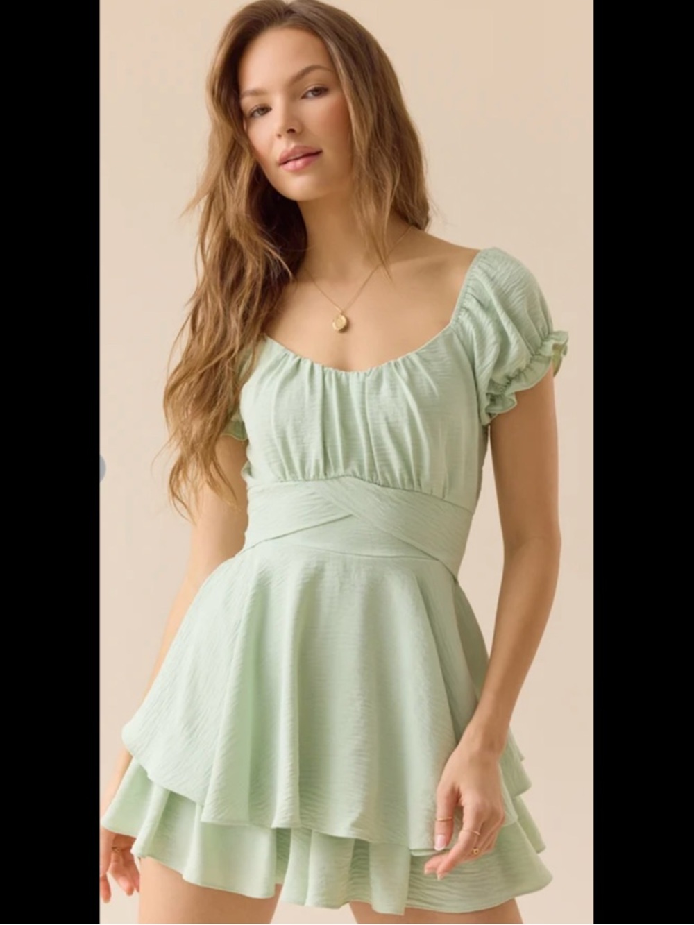 Alter’d State ‘Hannah’ Crossover Romper Sage Green L NWT